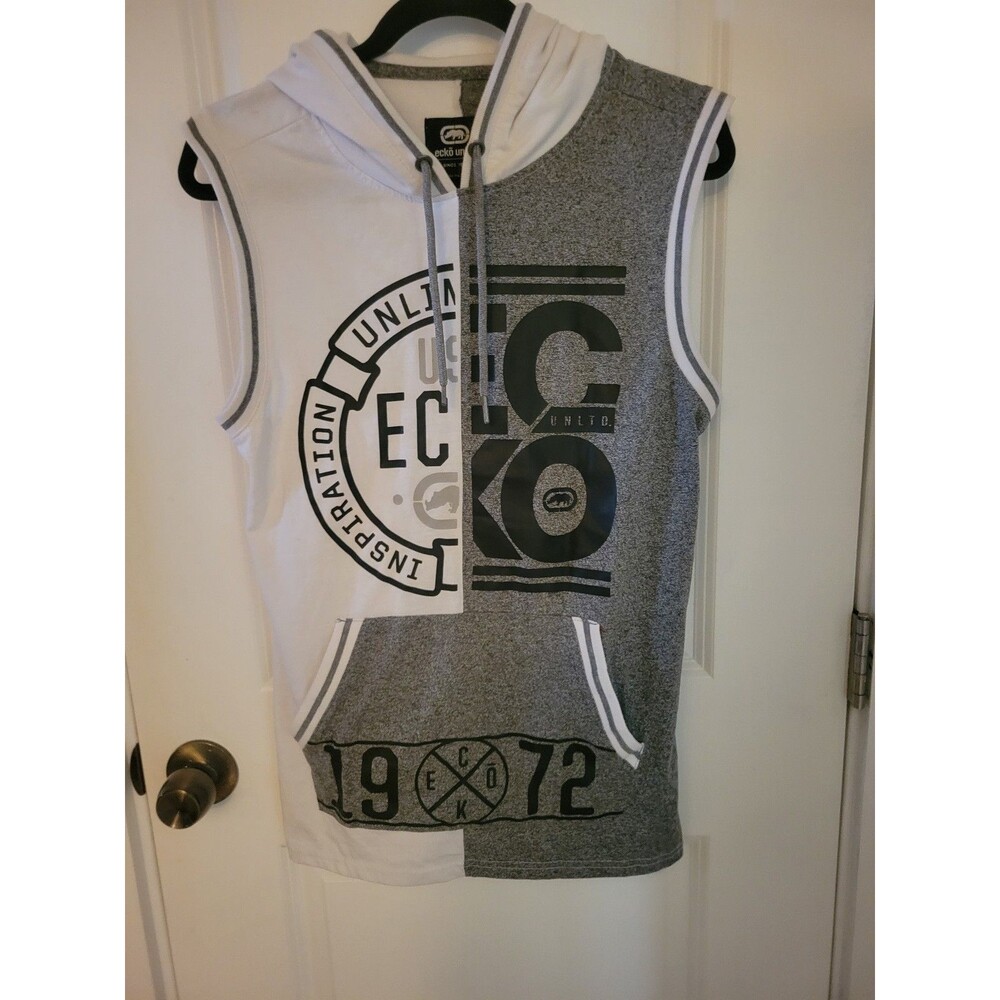 Colorblock Sleeveless Zip up Hoodie by Ecko size small
